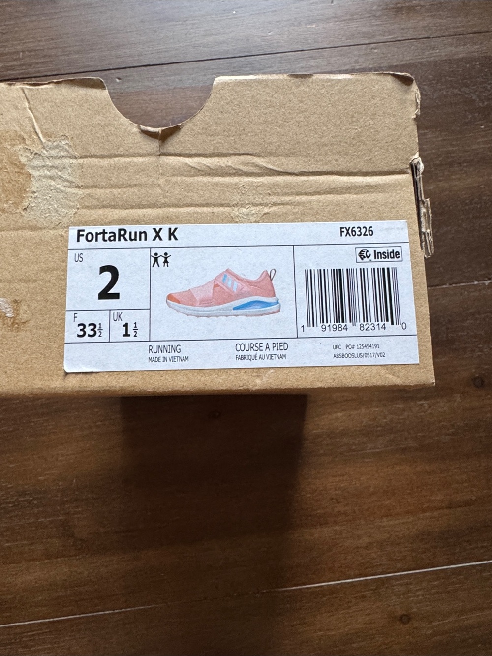 Size 2 girls adidas fortarun  running shoes - Picture 2 of 16